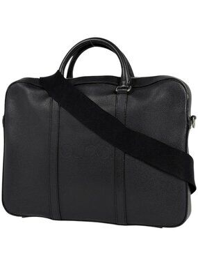 Gucci Logo Business 2-Way Shoulder Bag Briefcase Leather Black